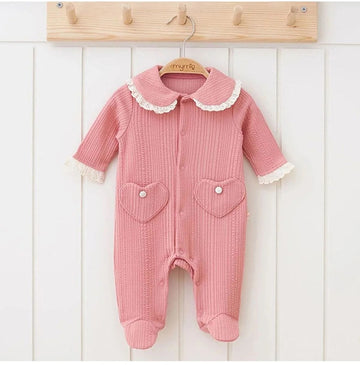 Rib baby jumpsuit zalm
